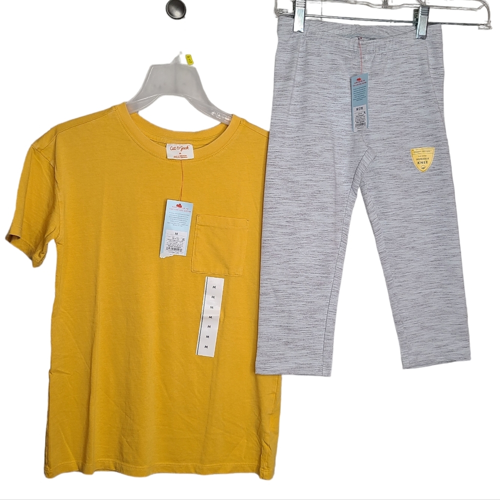 Cat & Jack 2 Piece Lot Durable Knee Knit Pants One Pocket Tshirt Size Medium